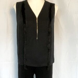 Sandro Paris black blouse w/ fringe size 1 (US size 4)